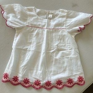 NWT Crewcuts wht blouse w red 6-7